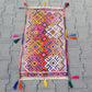 Colorful Pink Yellow Cicim/Jijim Kilim Yastik Rug