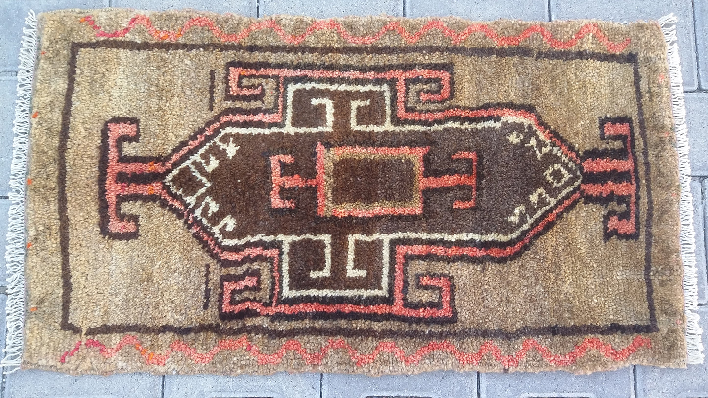 Small Tribal Primitive Caucasian Kazak Carpet Rug