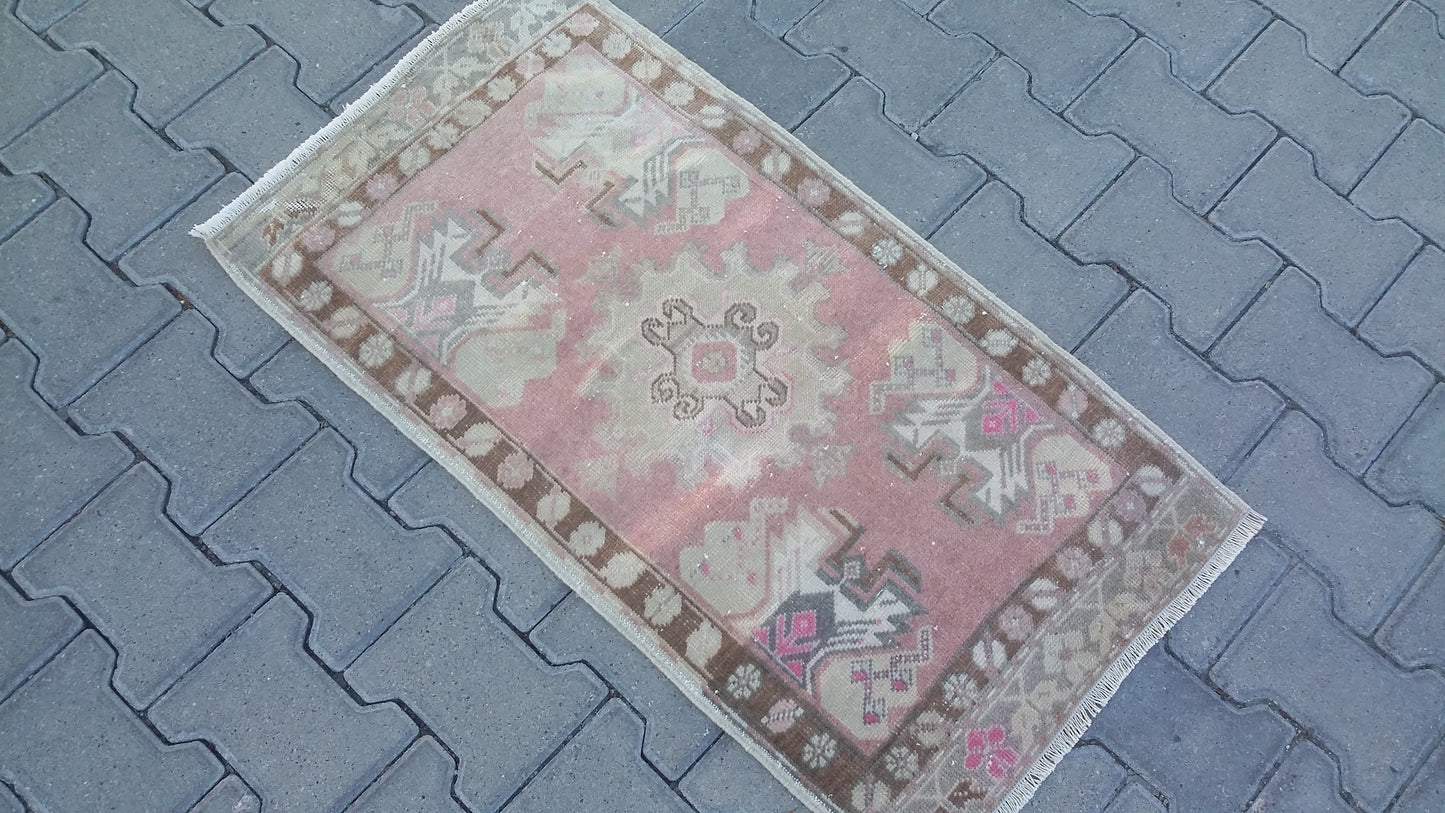 Vintage Small Turkish Kirsehir Carpet Yastik Rug