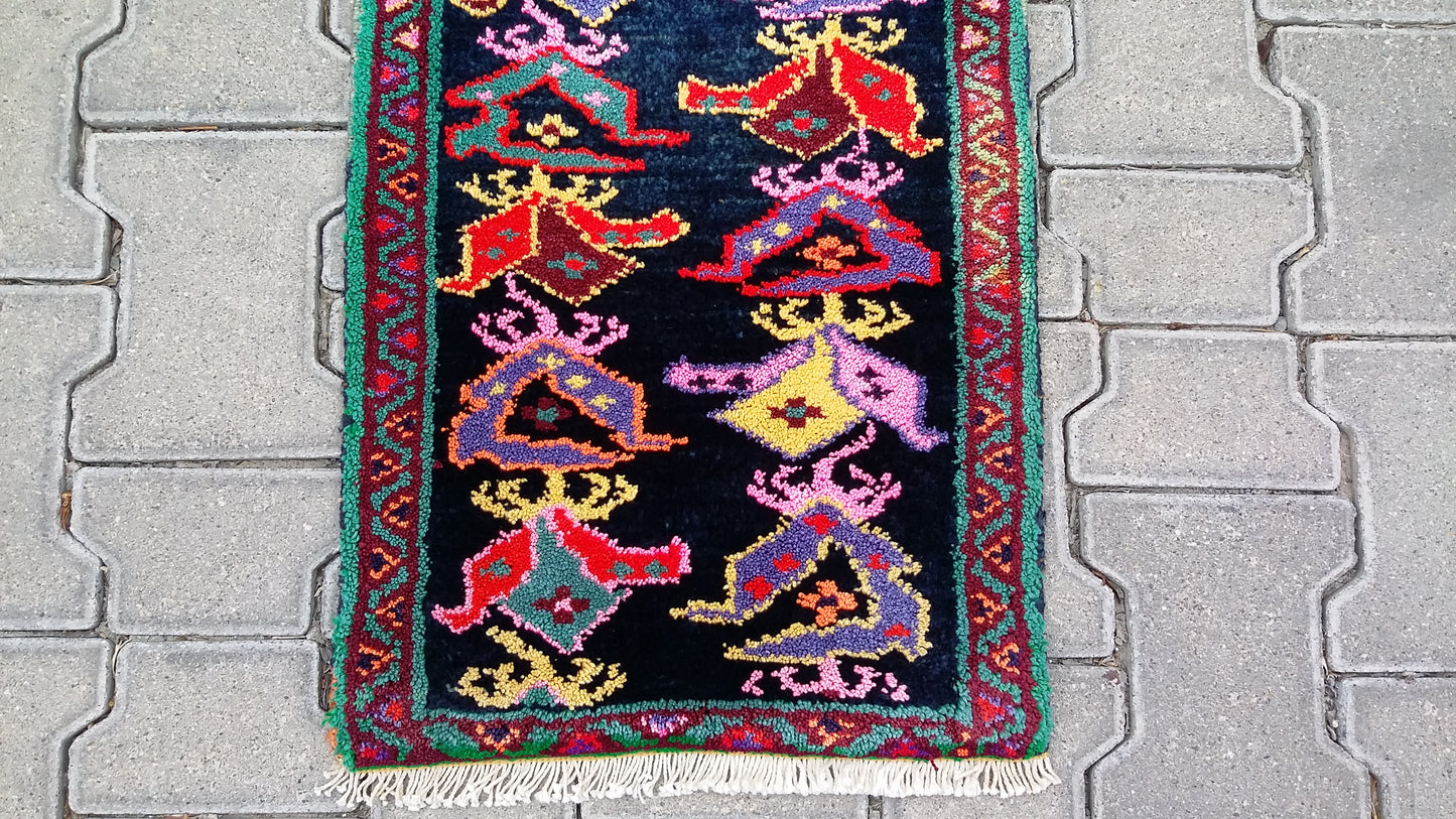 Colorful Small Tribal Carpet Yastik Rug