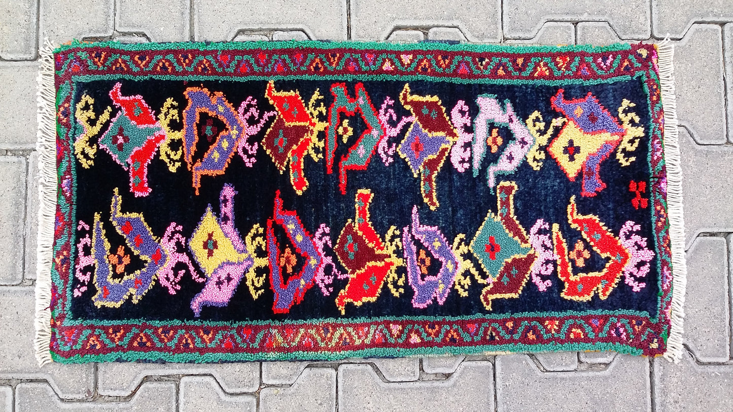 Colorful Small Tribal Carpet Yastik Rug