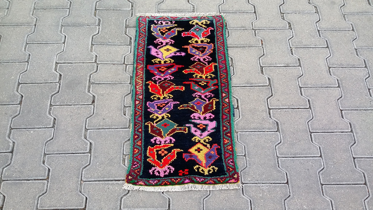 Colorful Small Tribal Carpet Yastik Rug