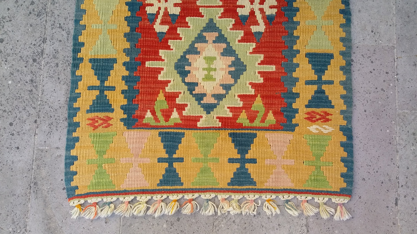 Small Turkish Kilim Rug Doormat Bathmat