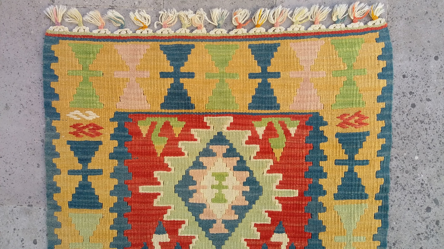 Small Turkish Kilim Rug Doormat Bathmat