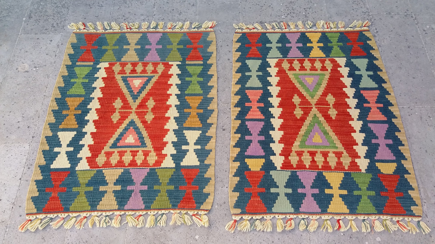 Pair of Twin Turkish Kilim Rugs