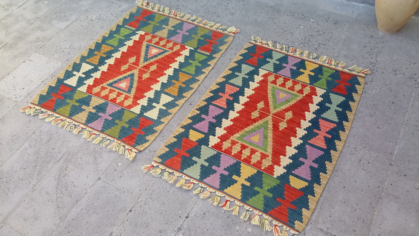 Pair of Twin Turkish Kilim Rugs