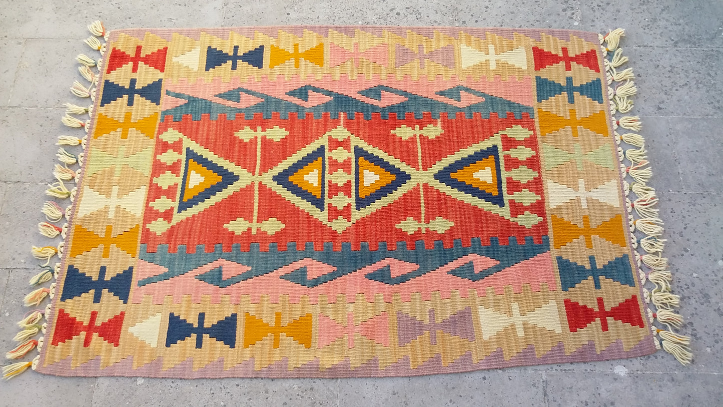 Pastel Color Pink Kilim Rug