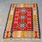 Red and Blue Turkish Kayseri Sariz Kilim Rug 3'x4'