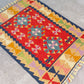 Red and Blue Turkish Kayseri Sariz Kilim Rug 3'x4'