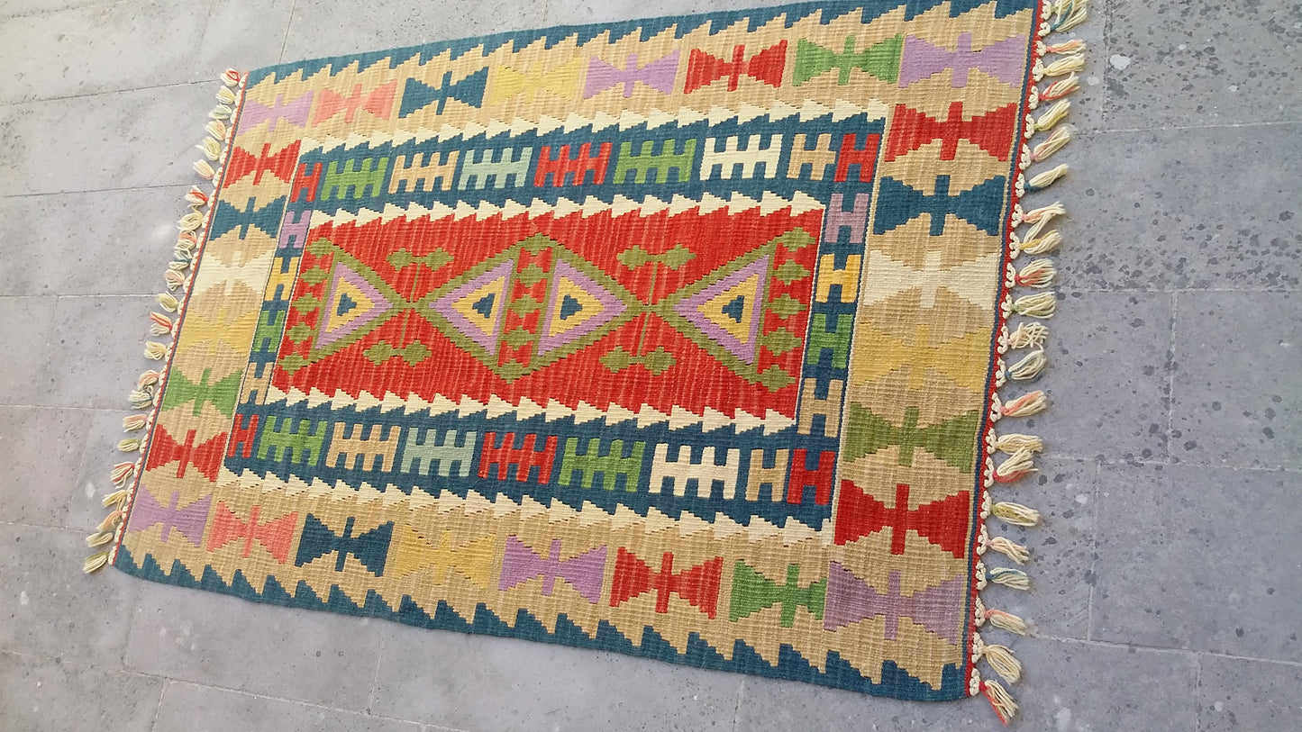 Handmade Turkish Kayseri Gomurgen Kilim Rug