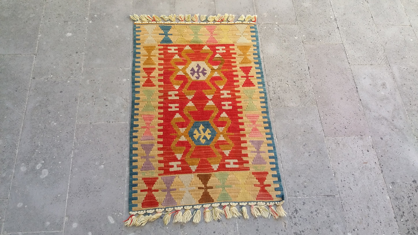 Small Wool Nomadic Kelim Rug