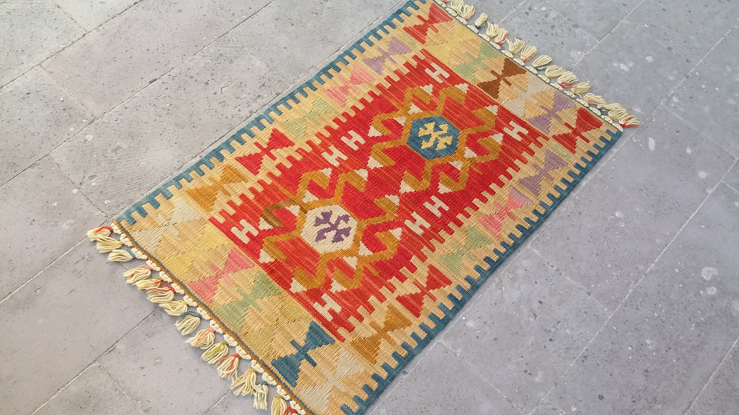 Small Wool Nomadic Kelim Rug