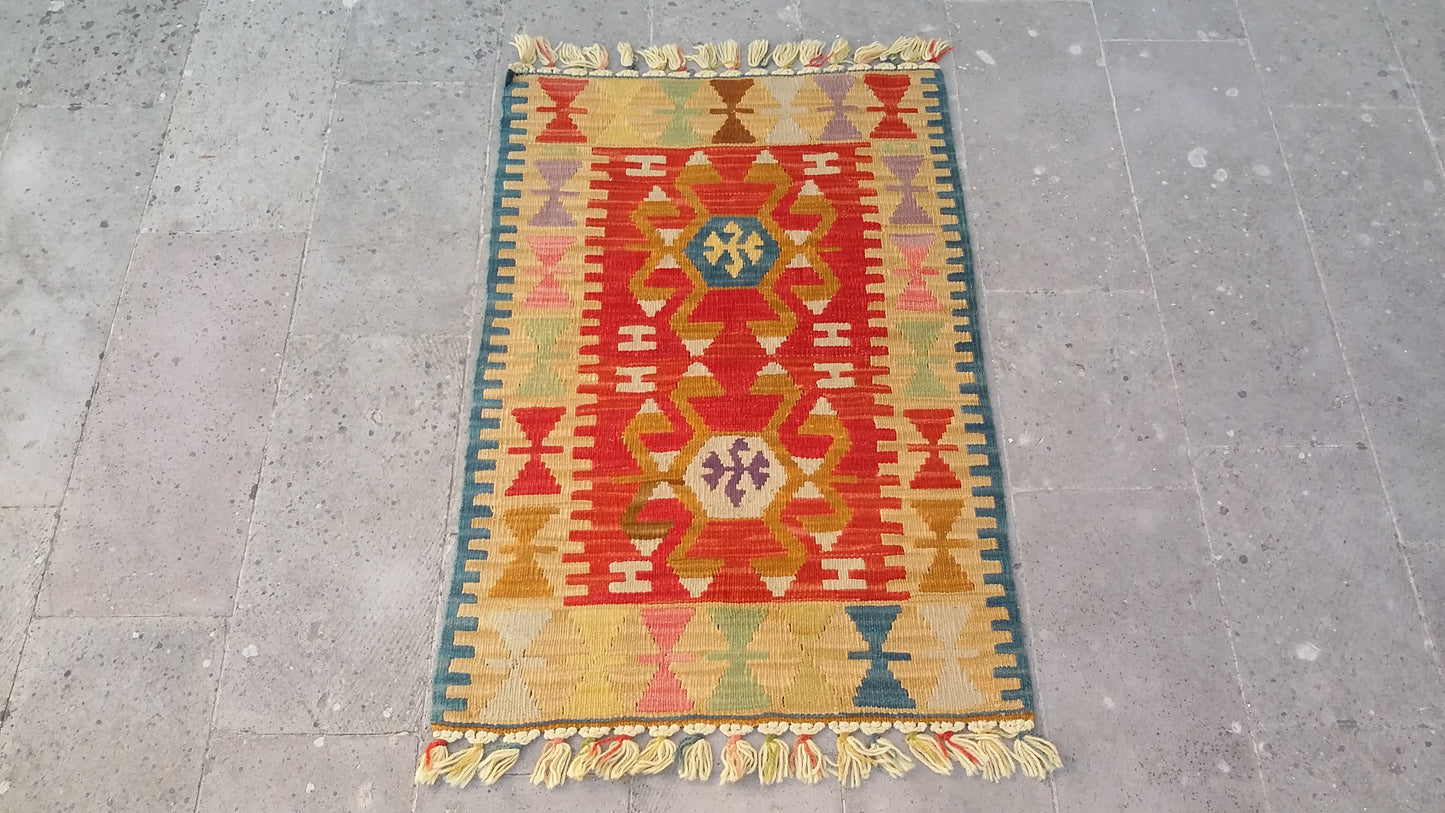 Small Wool Nomadic Kelim Rug