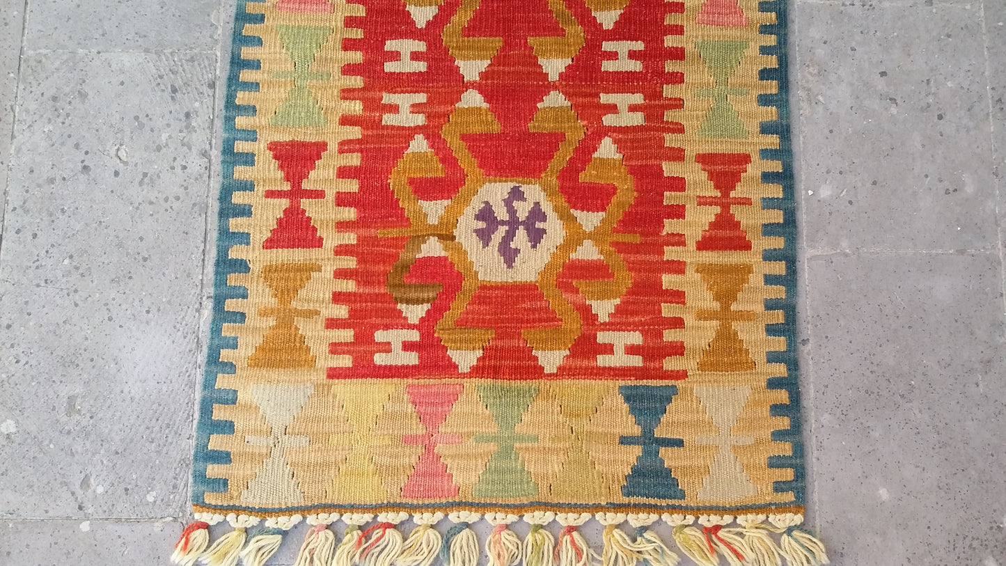 Small Wool Nomadic Kelim Rug