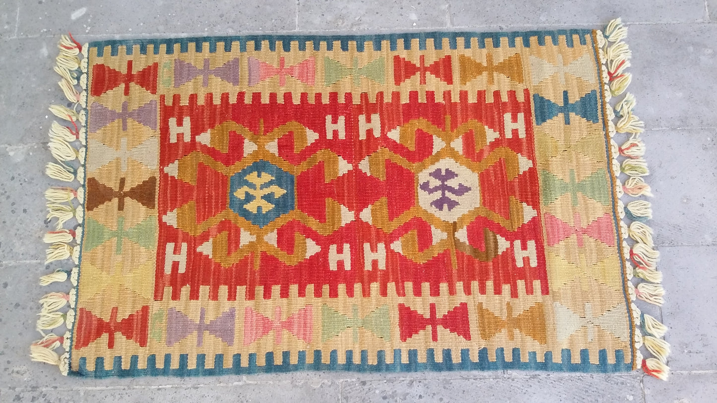 Small Wool Nomadic Kelim Rug