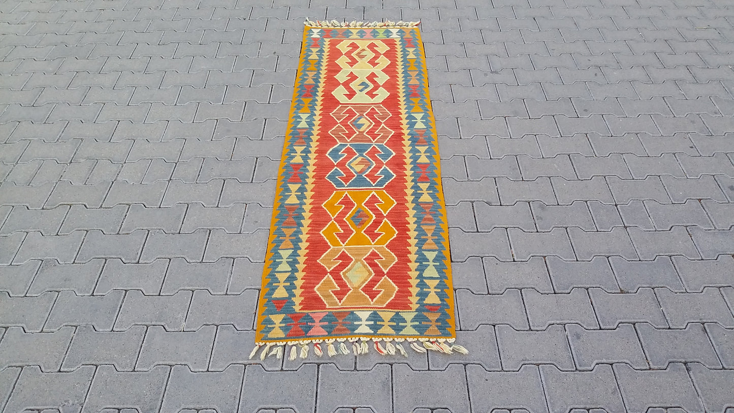 Narrow Turkish Kilim Runner Rug