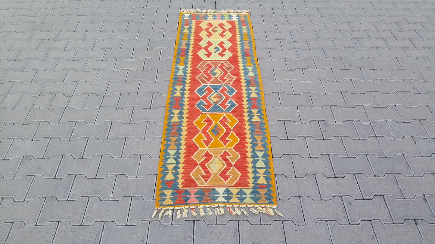 Narrow Turkish Kilim Runner Rug