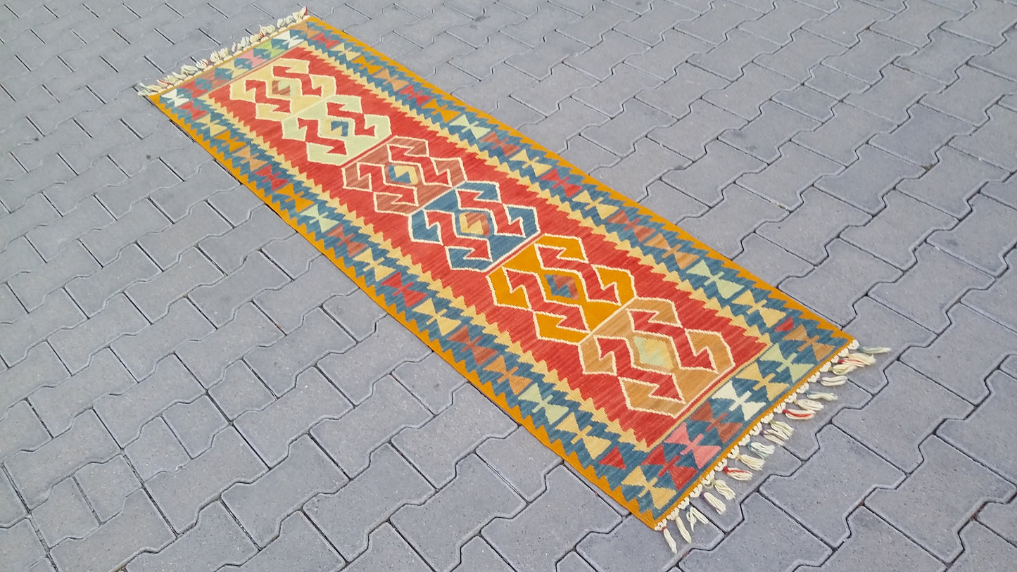 Narrow Turkish Kilim Runner Rug