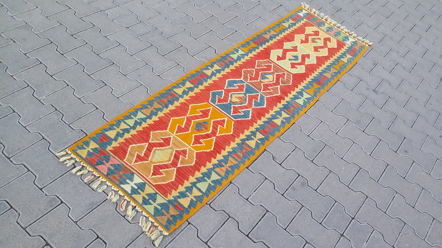 Narrow Turkish Kilim Runner Rug