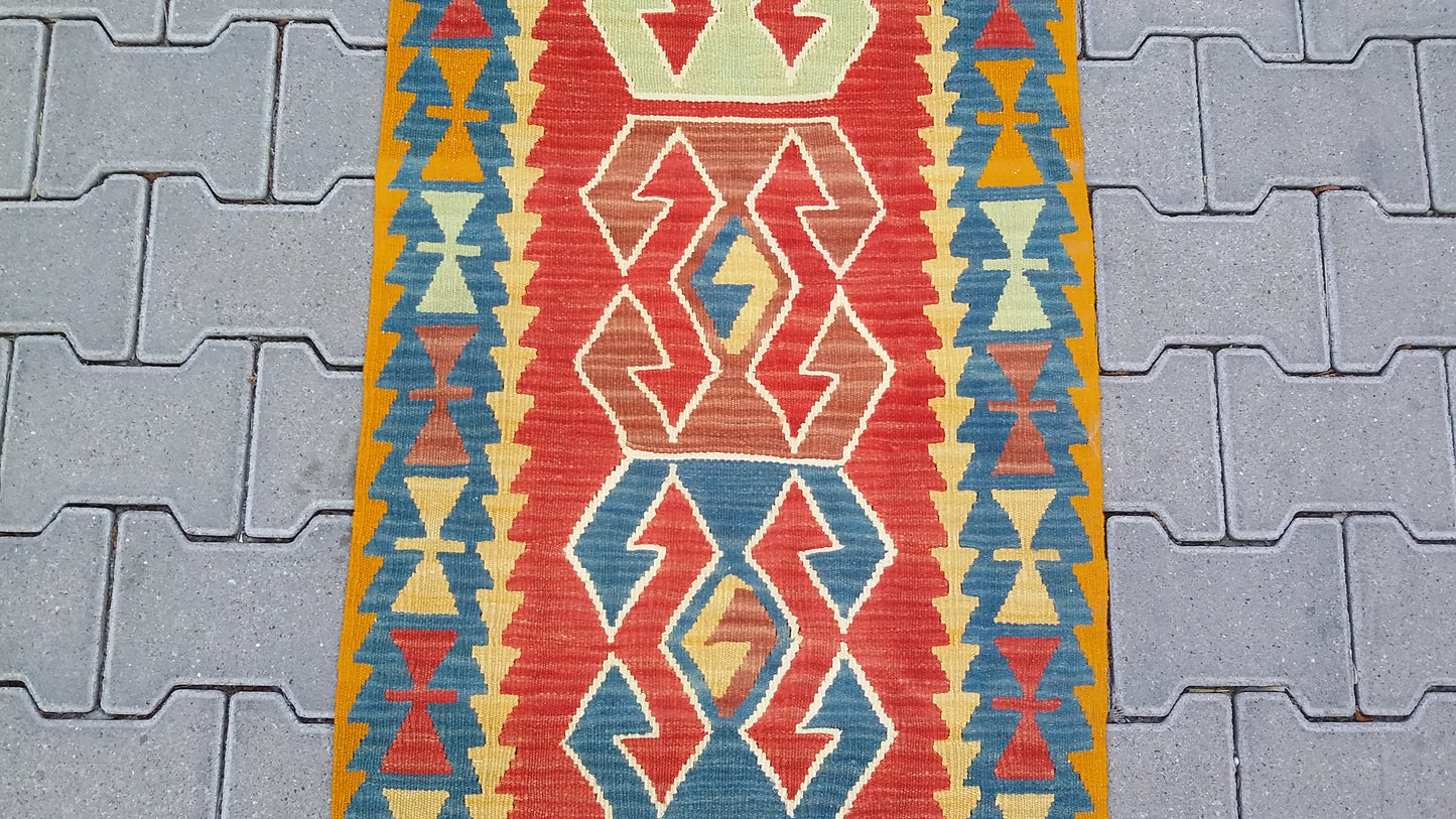 Narrow Turkish Kilim Runner Rug