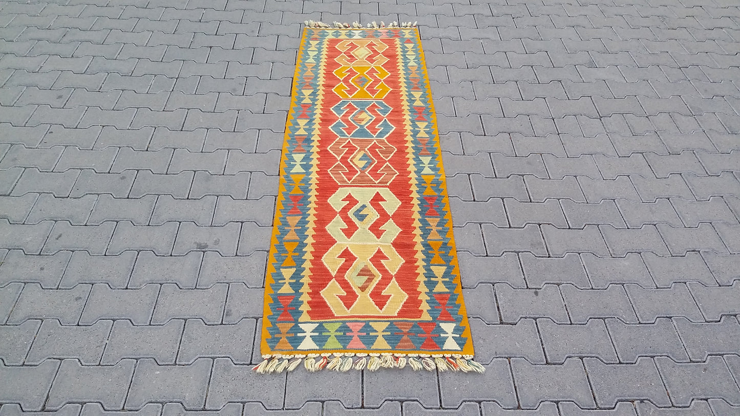 Narrow Turkish Kilim Runner Rug