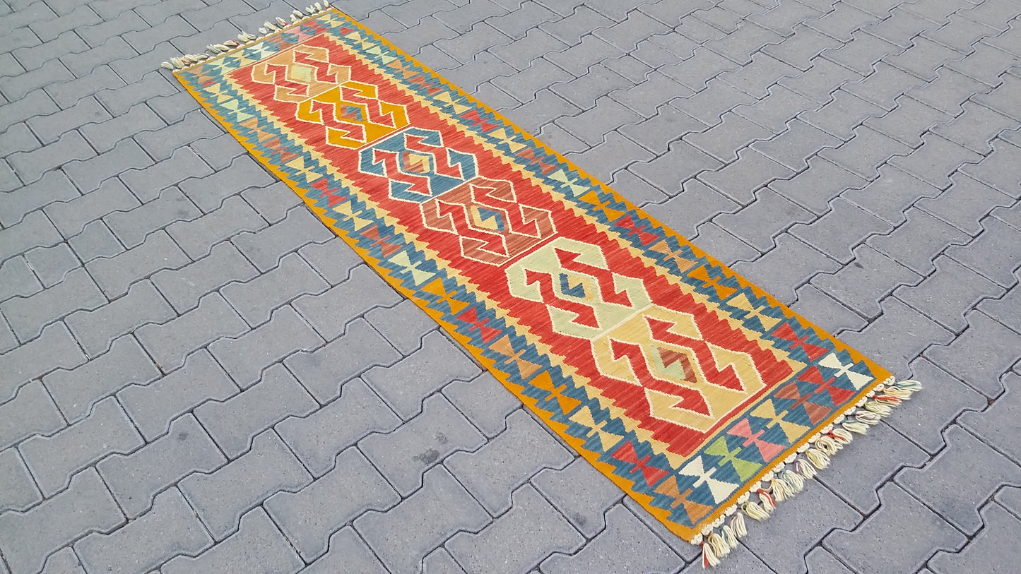 Narrow Turkish Kilim Runner Rug