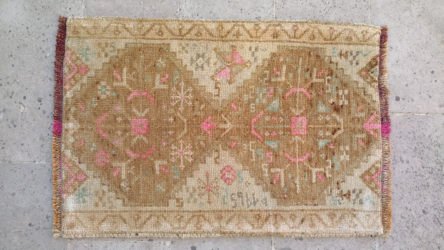 Dated Small Tribal Muted Rug Doormat