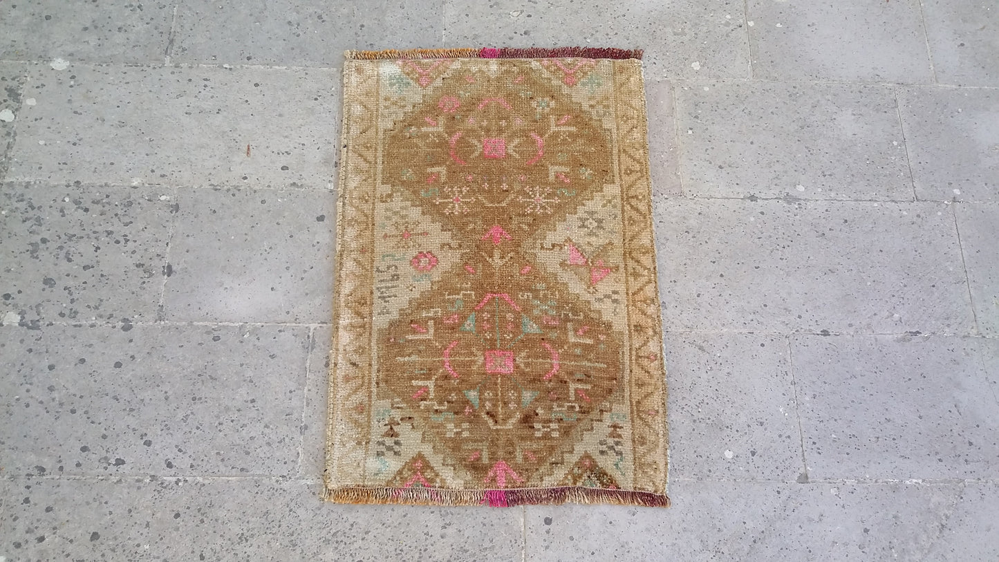 Dated Small Tribal Muted Rug Doormat