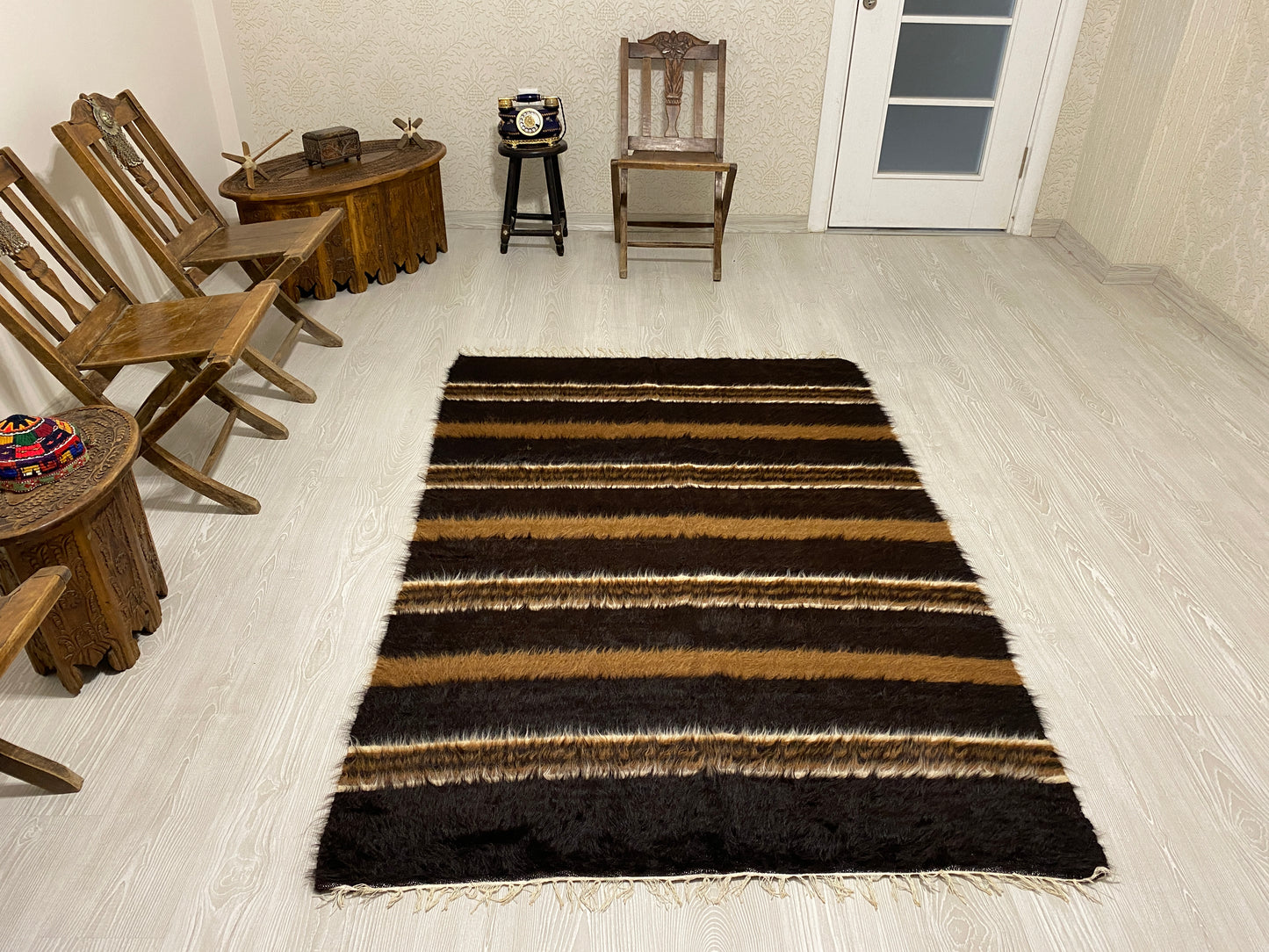 Angora Mohair Wool Siirt Blanket Kilim Rug