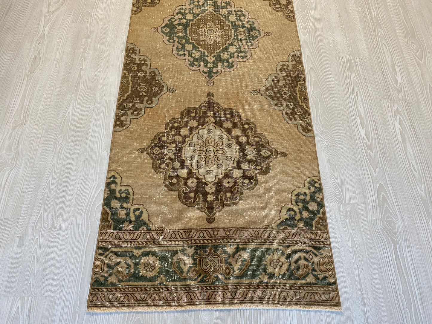 Extra Long Muted Color Turkish Oushak Runner Rug