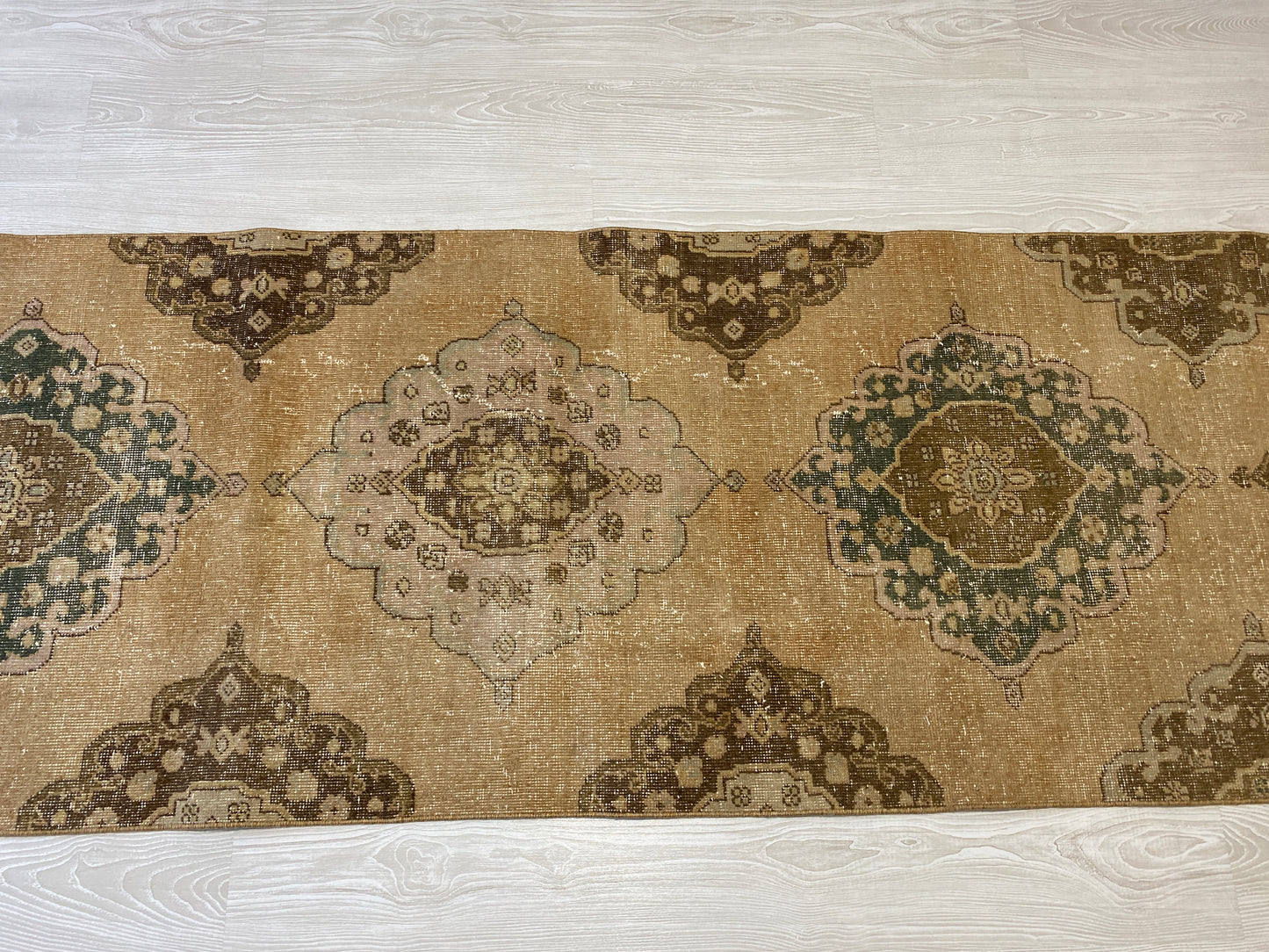 Extra Long Muted Color Turkish Oushak Runner Rug