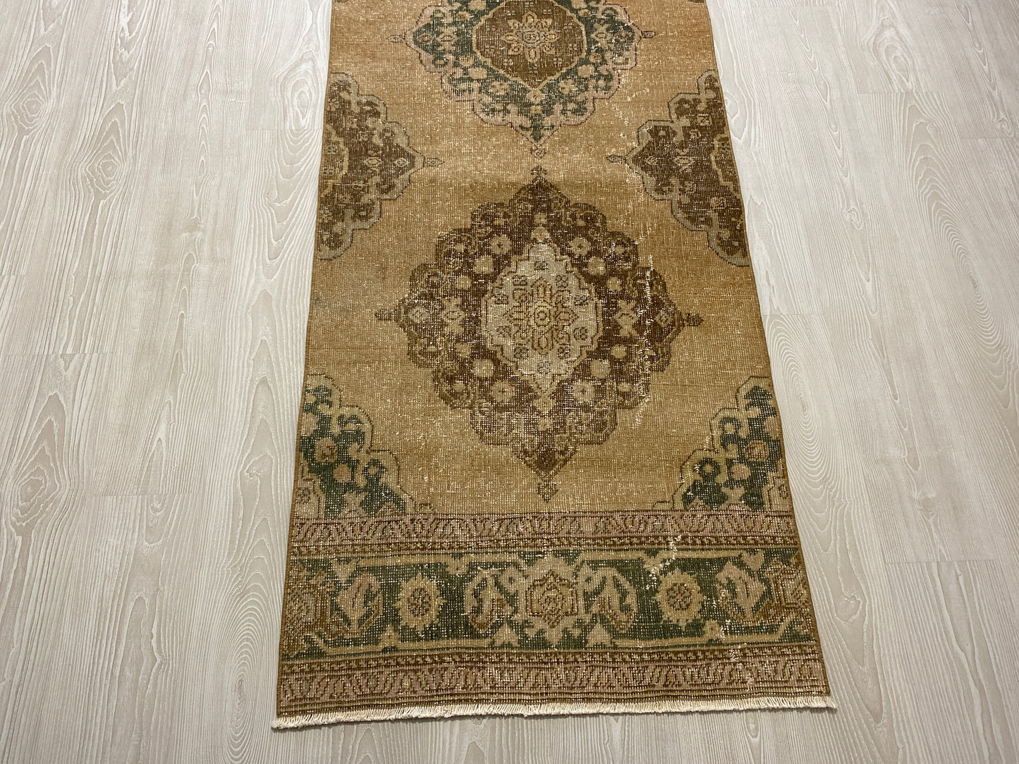 Extra Long Muted Color Turkish Oushak Runner Rug