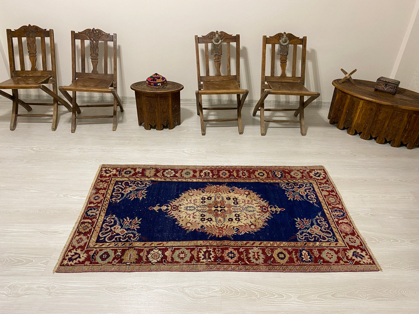 Navy Blue Antique Turkish Guney Carpet Rug