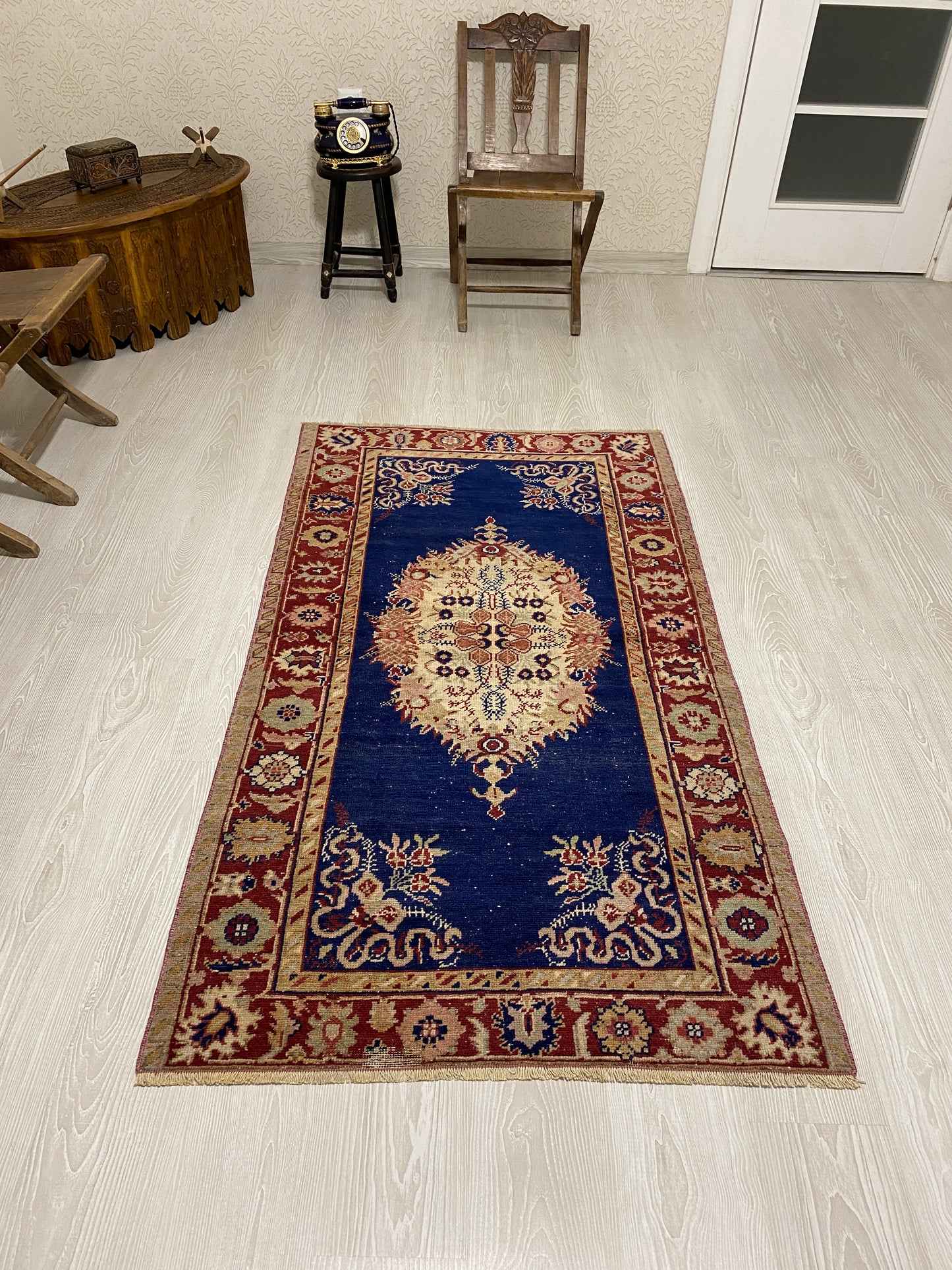 Navy Blue Antique Turkish Guney Carpet Rug