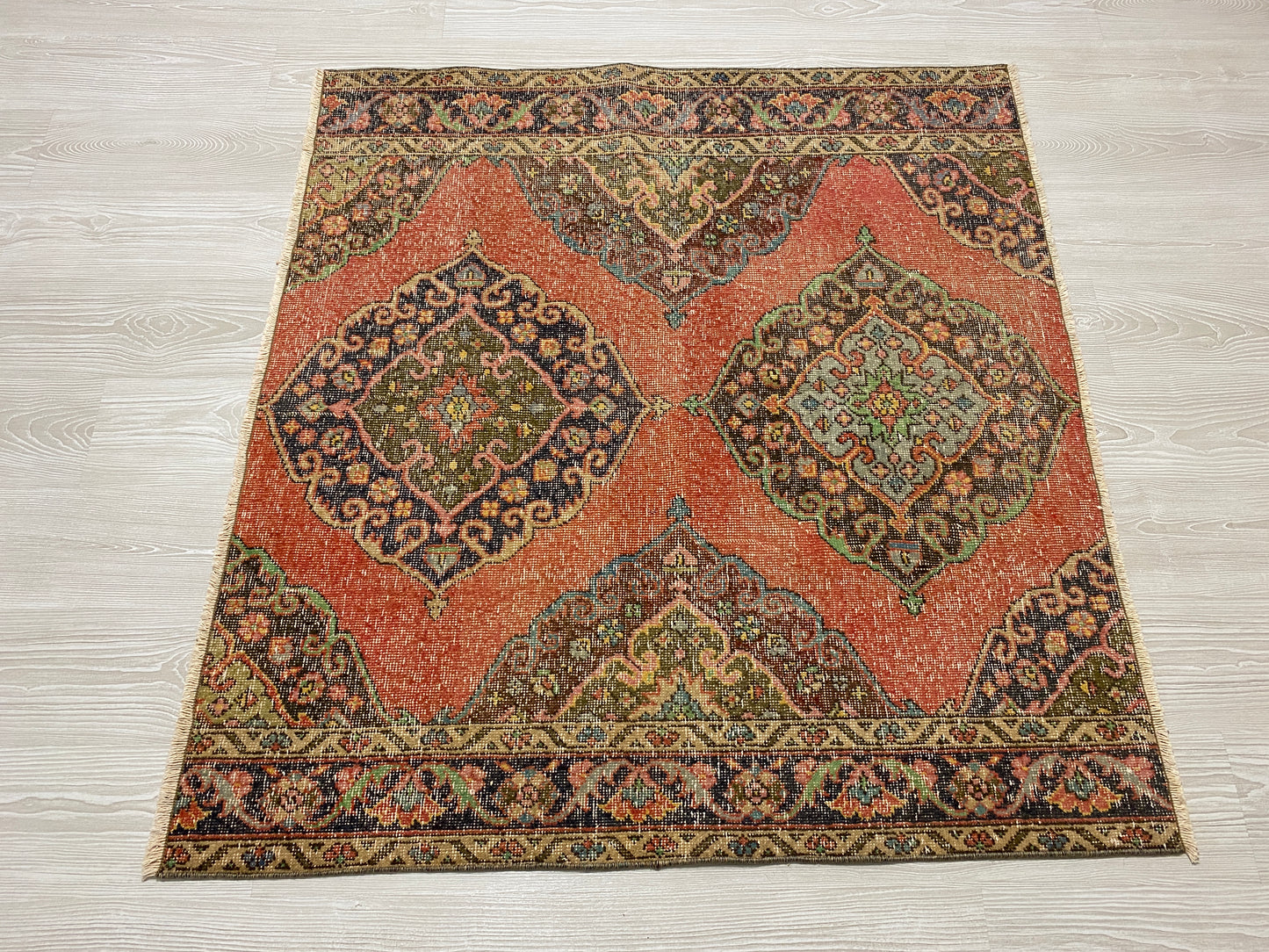 Square Shape Vintage Turkish Oushak Rug