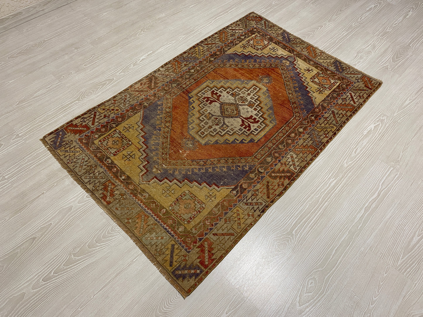 Terracotta Vintage Turkish Oushak Carpet Rug