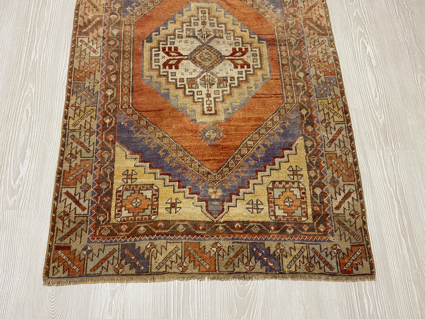 Terracotta Vintage Turkish Oushak Carpet Rug