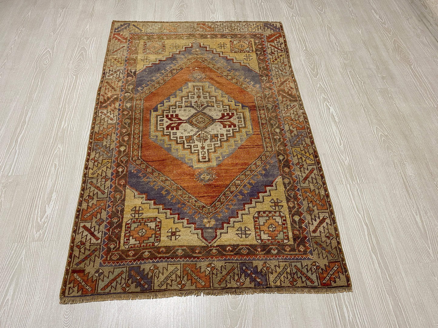 Terracotta Vintage Turkish Oushak Carpet Rug