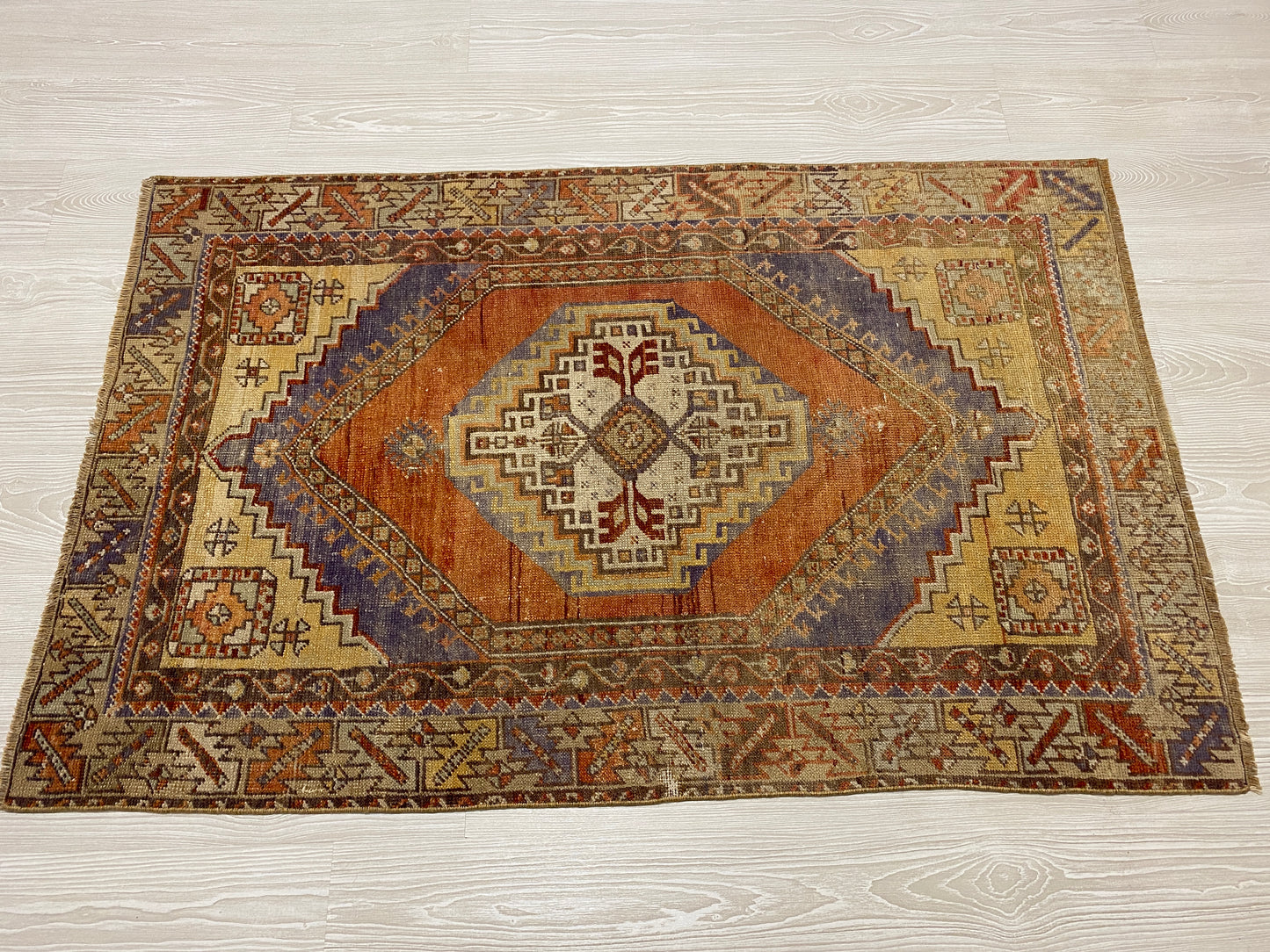 Terracotta Vintage Turkish Oushak Carpet Rug