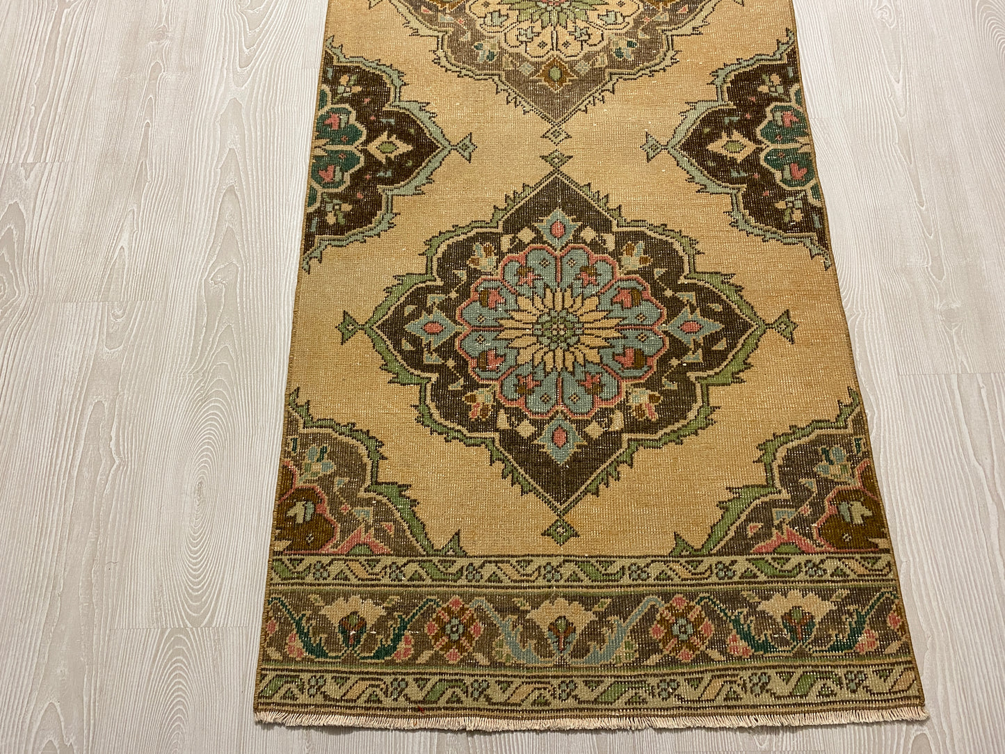 Pastel Color Turkish Oushak Hallway Runner Rug