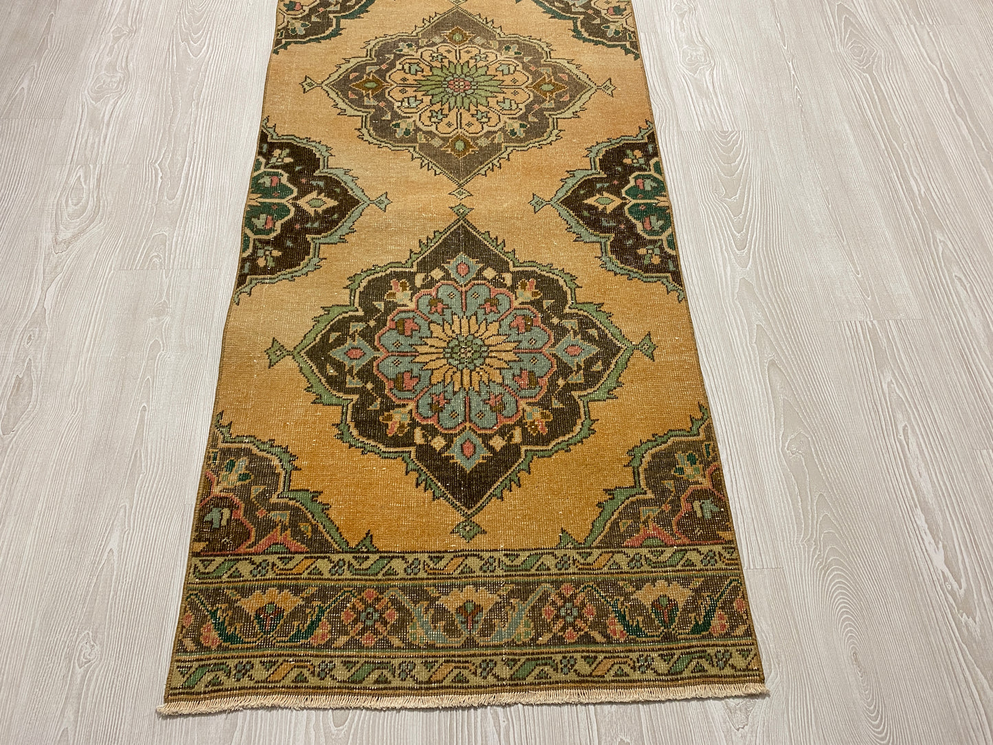 Pastel Color Turkish Oushak Hallway Runner Rug