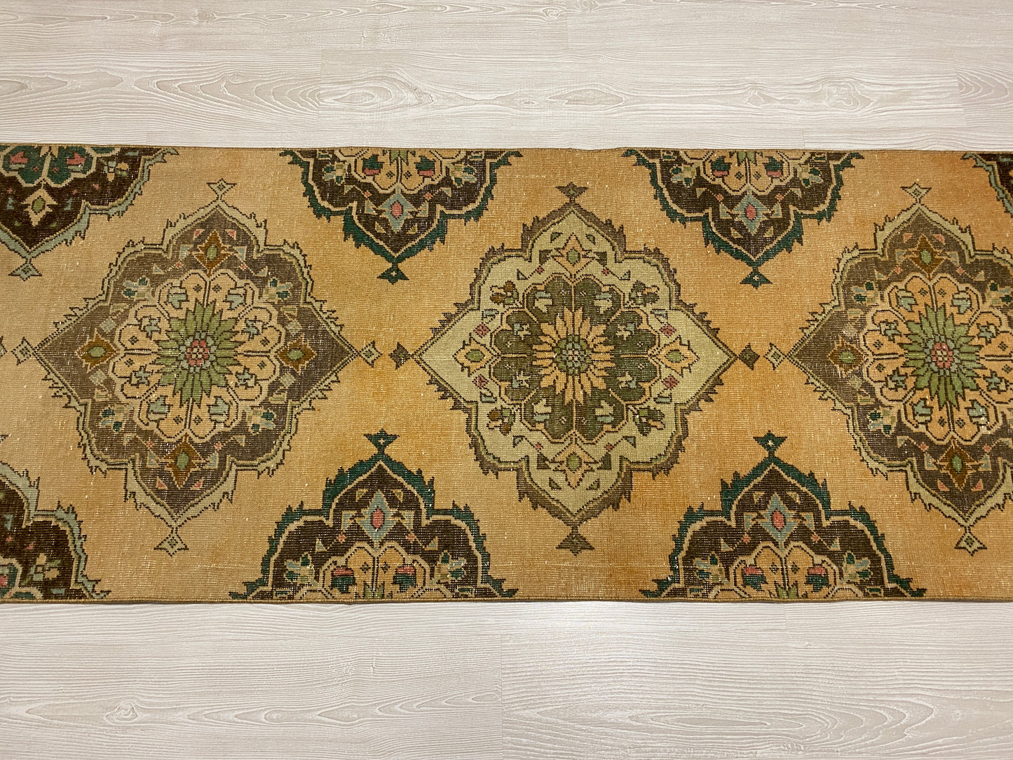 Pastel Color Turkish Oushak Hallway Runner Rug