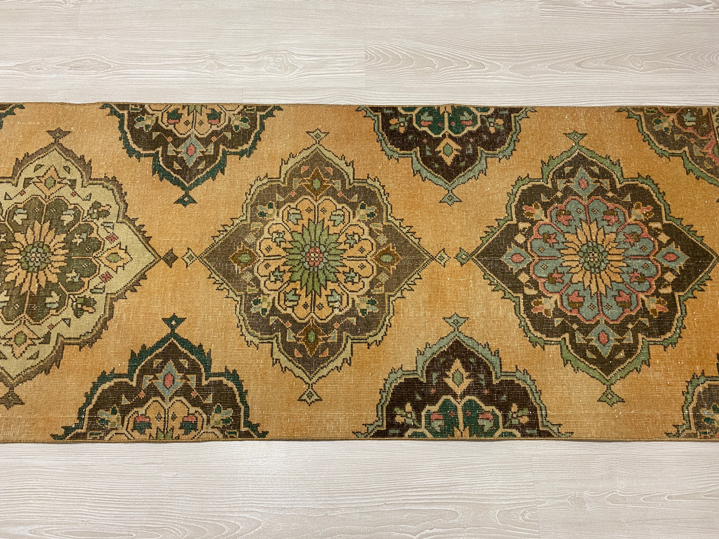 Pastel Color Turkish Oushak Hallway Runner Rug