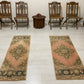 Twin Pair of Turkish Oushak Small Rugs Doormats Bath Mats