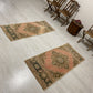 Twin Pair of Turkish Oushak Small Rugs Doormats Bath Mats