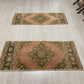 Twin Pair of Turkish Oushak Small Rugs Doormats Bath Mats