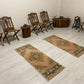 Twin Pair of Turkish Oushak Small Rugs Doormats Bath Mats