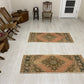 Twin Pair of Turkish Oushak Small Rugs Doormats Bath Mats
