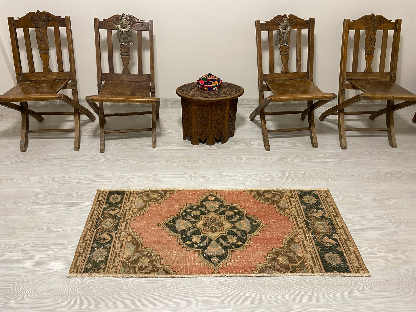 Vintage Small Turkish Oushak Rug