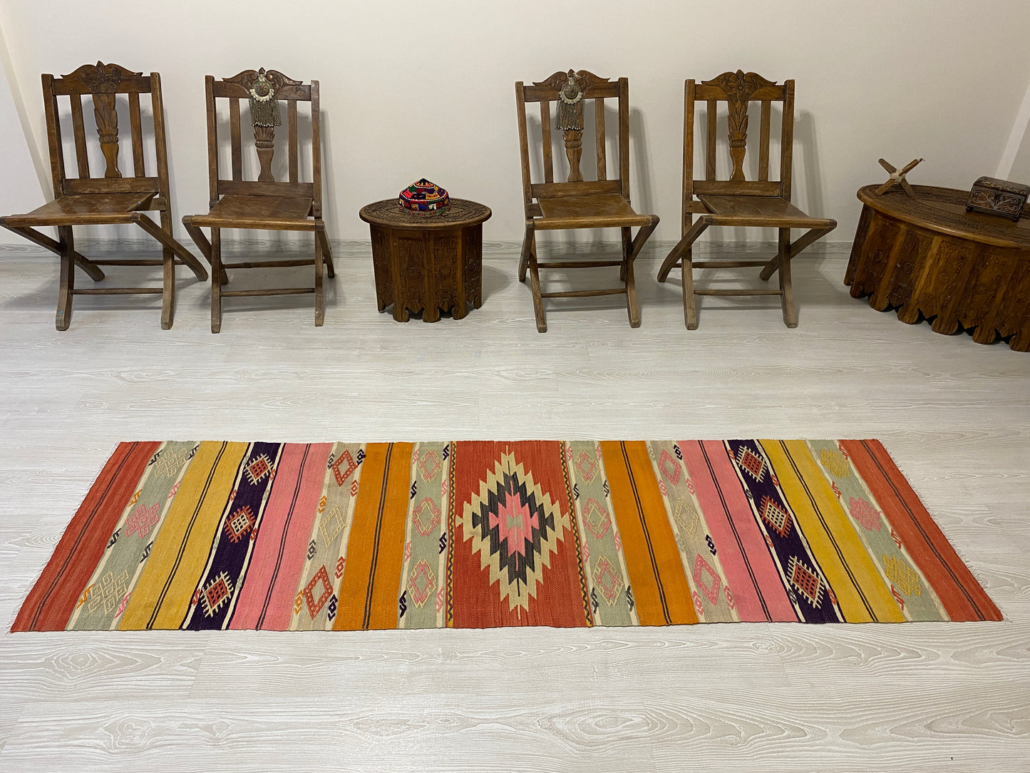 Aztec Design West Anatolian Turkish Kilim Runner Rug